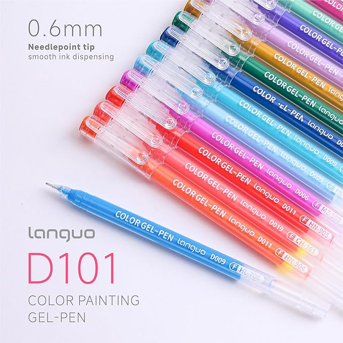 languo Acrylic Gel Pens for Coloring, 99 Colors Set Gel Colored Pens Marker - Image 3