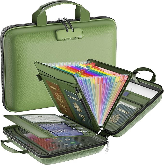 Fireproof File Organizer with Lock, Hard Case Fireproof Document Box with 13 by Tamfile