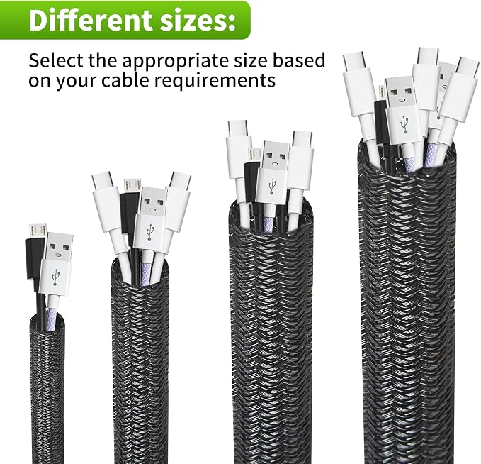 Split Wire Loom 2pcs 3/4 Inch 5ft, Braided Cable Sleeve - Image 5