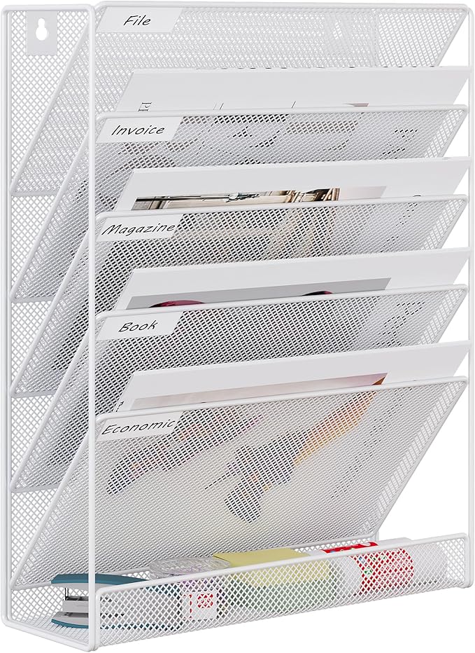 EasyPAG 5 Tier Wall File Holder, Mesh Hanging Folder Organizer by EasyPAG