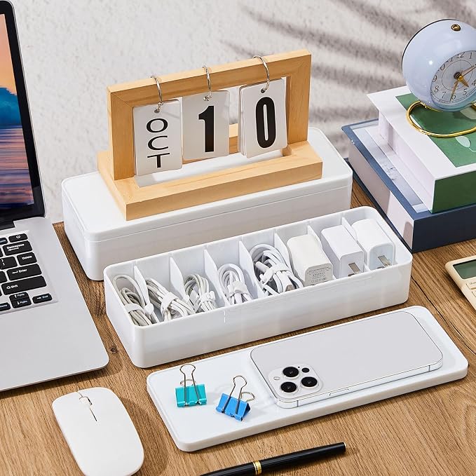 Tatuo 4 Pcs Cord Organizer for Drawer Desktop, Cable Organizer Box - Image 6