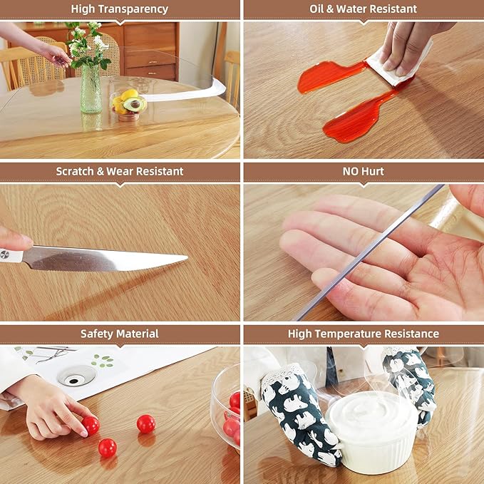 Warmstar Clear Table Protector, 2mm Thick, 39 Inch Round, Plastic Table Cover - Image 3