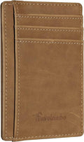 Travelambo Slim Wallet Front Pocket Minimalist Leather RFID Blocking Medium Size by Travelambo
