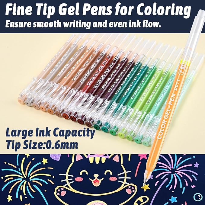 45 Colors Gel Pens for Coloring, Gel Pens Set for Adult Coloring Books No - Image 3