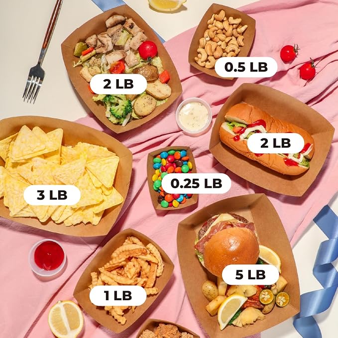 Fit Meal Prep [250 Pack 2 lb Paper Food Boats Heavy Duty Disposable Food Trays - Image 7