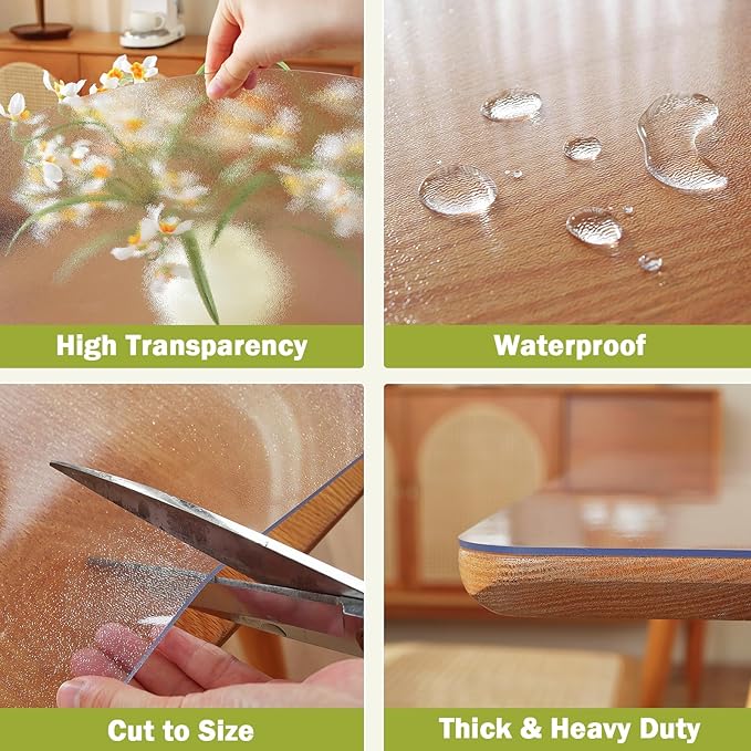 OstepDecor Frosted Clear Table Cover Protector 40 x 60 Inch, 1.5mm Thick - Image 4