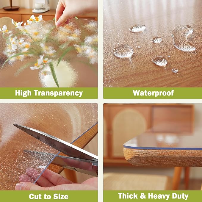 OstepDecor Frosted Clear Table Cover Protector 18 x 72 Inch, 1.5mm Thick - Image 4