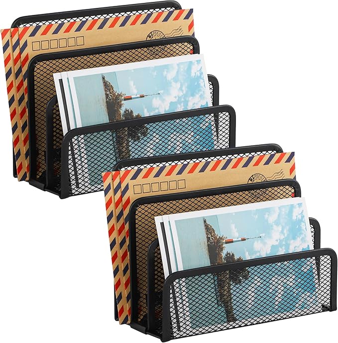 EASEPRES Desk Mail Organizer, Office Small Desktop Metal Mesh Envelope Letter by EASEPRES