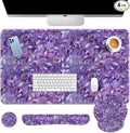 Britimes Purple Oil Painting Leaves Keyboard Mouse Pad Set Plant 4in1 Large by Britimes