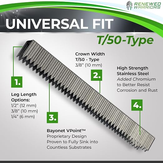 T50 Stainless Steel Staples Marine 1/2 in Leg; 3/8 Crown; T50 Staples 1/2 in Leg - Image 4