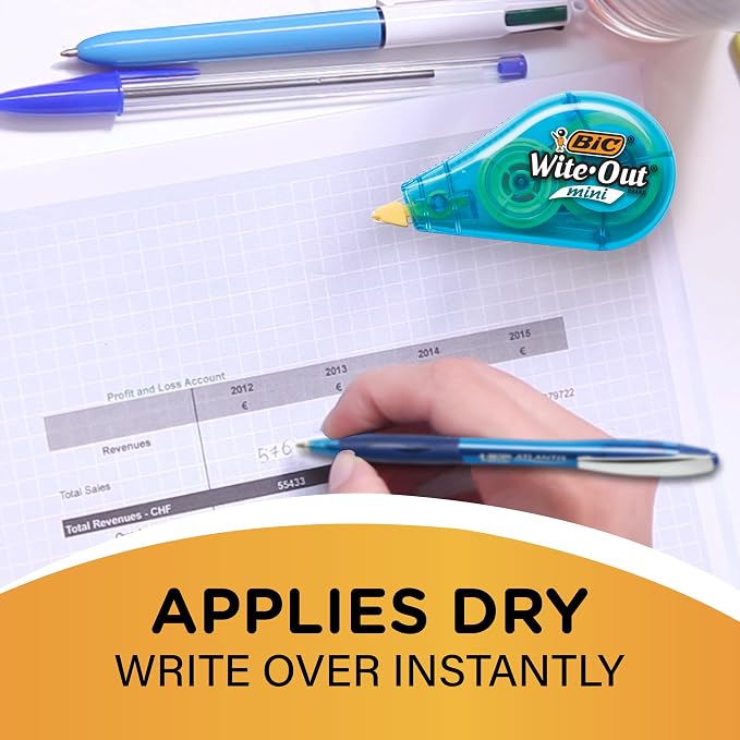 BIC Wite-Out Mini Correction Tape, No Dry Time, Long Lasting - Image 3