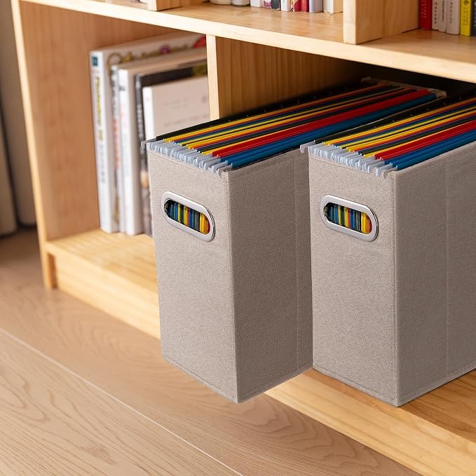 2 Packs Letter Size File Organizer, File Folders Organizer, Fabric Storage Box - Image 7