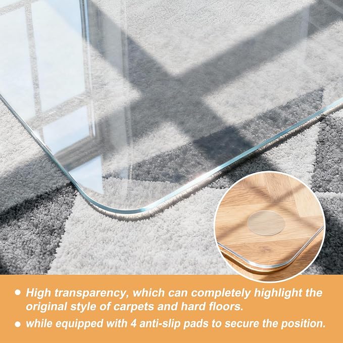 Azadx Tempered Glass Chair Mat for Carpet 46" x 60" Heavy Duty Office Chair Mat - Image 8