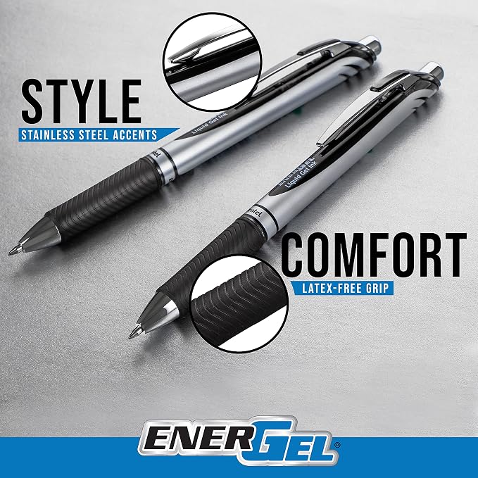 Pentel EnerGel RTX Retractable Liquid Gel Pen, Medium Line, Metal Tip, 20 Pack - Image 4