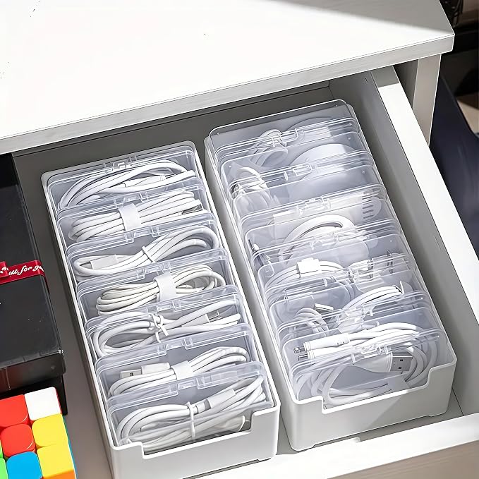 11 Box Cable Organizer Storage Box, Desktop Cable Management - Image 3