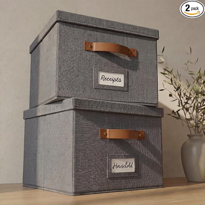 Decorative File Organizer Box Set of 2 by ZICOTO