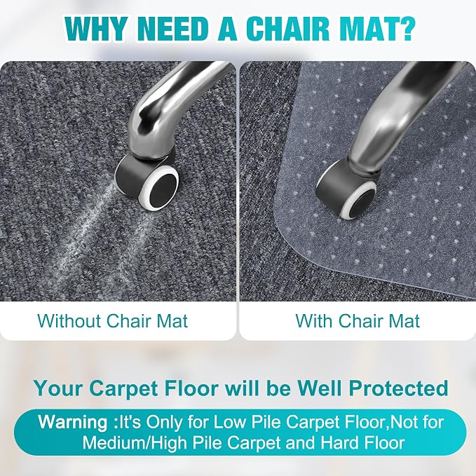 2 Pack Office Chair Mat for Carpets, Thick and Sturdy Carpet Protector - Image 2