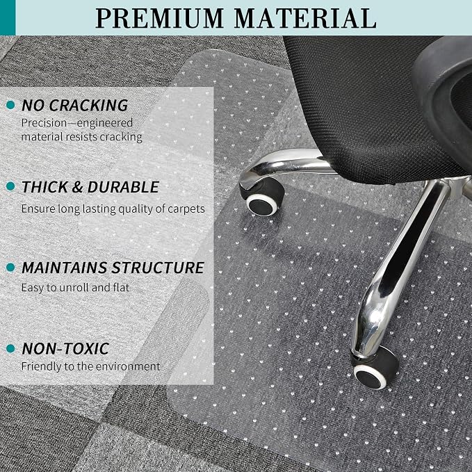BesWin Office Chair Mat for Carpet, Thick and Sturdy Carpet Protector for Work - Image 5