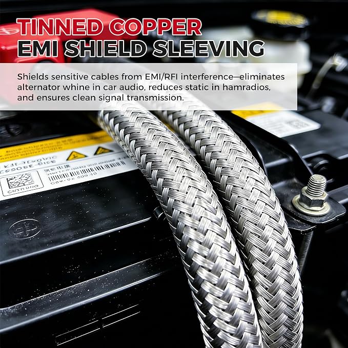 Tinned Copper Braid Wire Shielding Ground Strap Metal Cable Sleeve Expandable - Image 4