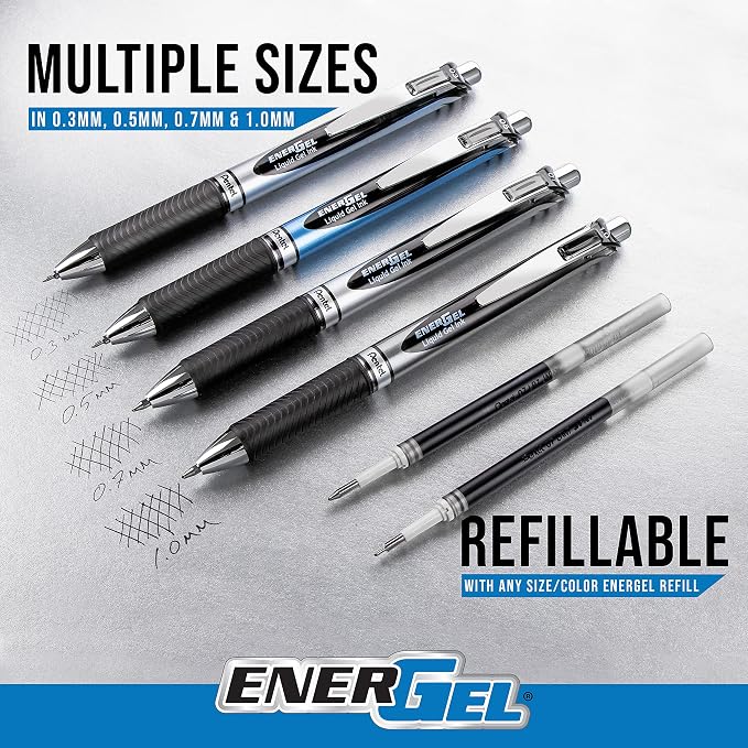 Pentel EnerGel Deluxe RTX Retractable Liquid Gel Pen, Medium Line, Metal Tip - Image 6